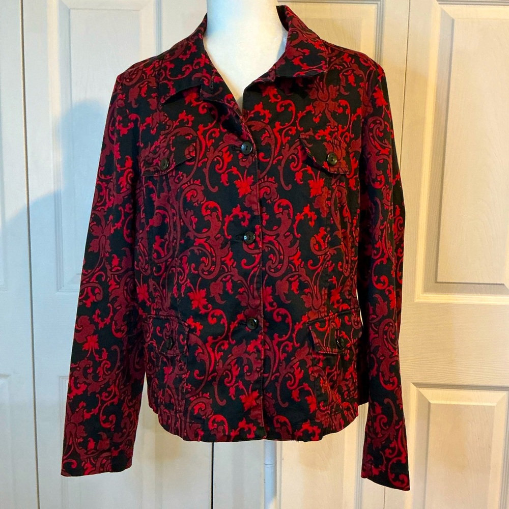 🌹 Charter Club Red and Black Cotton Jacket - XL